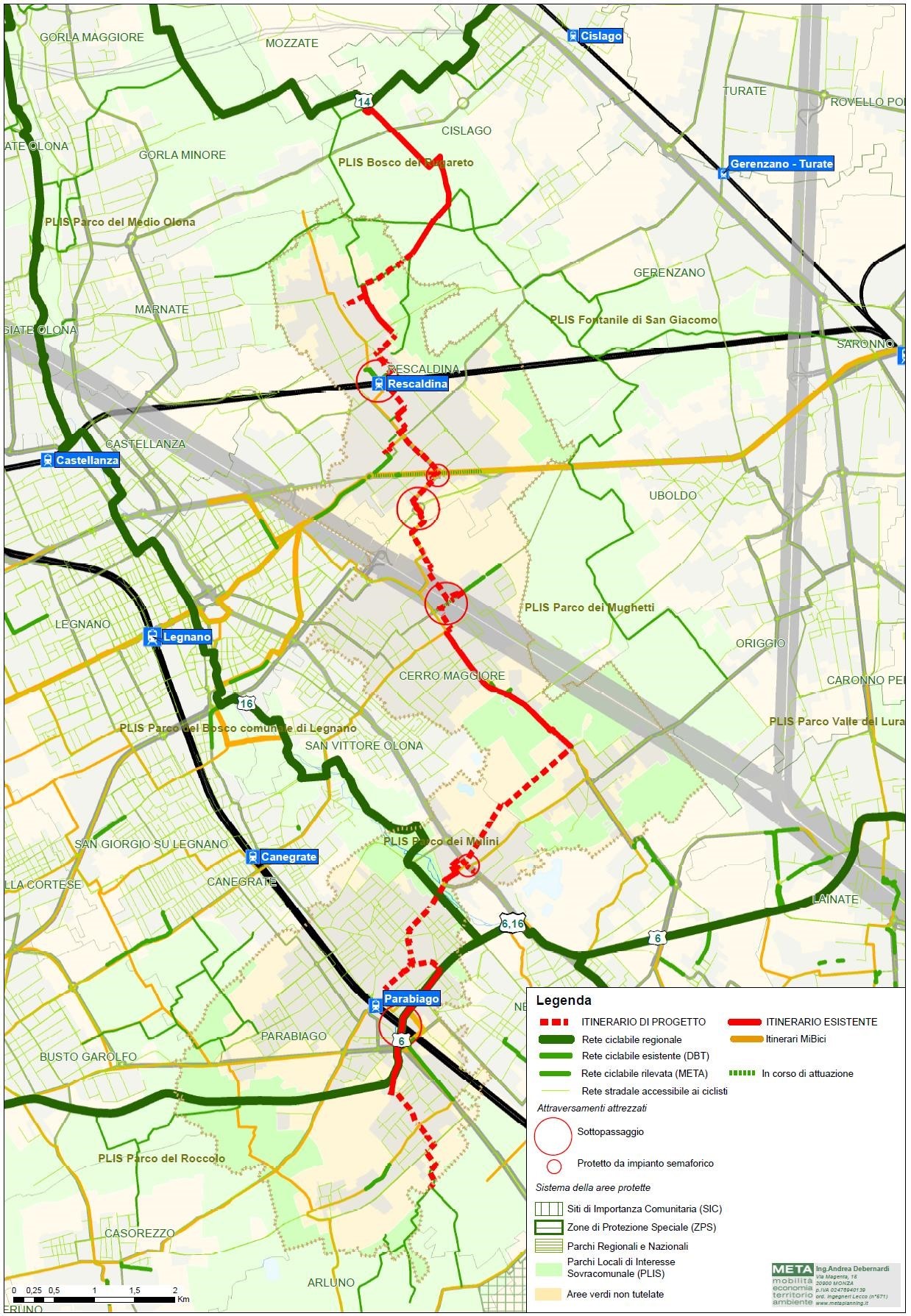 – Inquadramento del progetto nella rete delle Infrastrutture per la mobilità ciclabile esistenti od in corso di realizzazione per il superamento di barriere infrastrutturali 