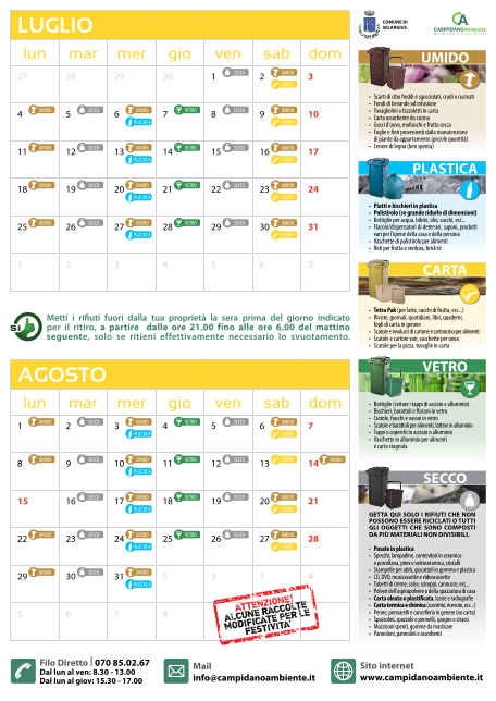 Calendario Lug ago 2016