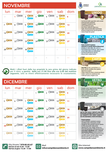 Calendario Nov dic 2016