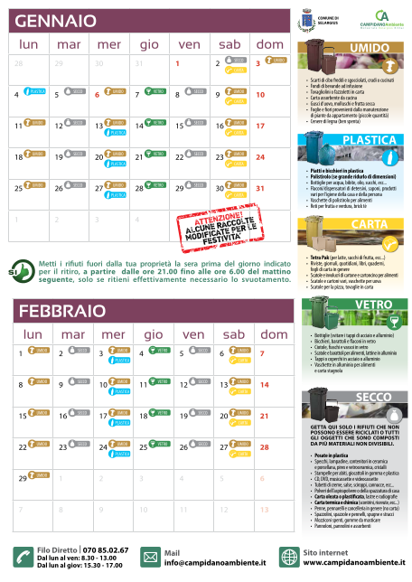 Calendario gen feb 2016