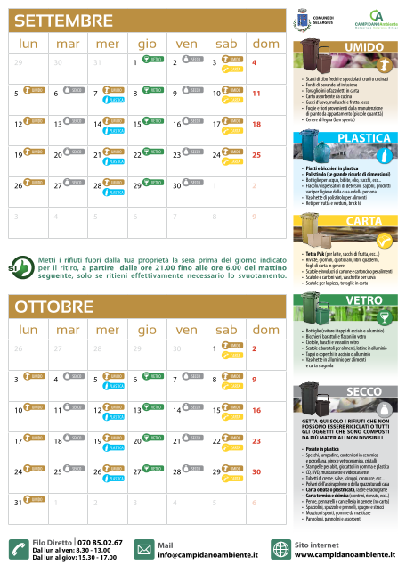 Calendario set ott 2016